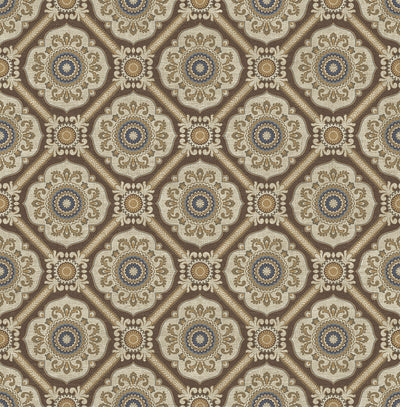product image for Small Floral Tile Wallpaper in Brown from the Caspia Collection by Wallquest 75
