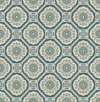 product image for Small Floral Tile Wallpaper in Green from the Caspia Collection by Wallquest 83