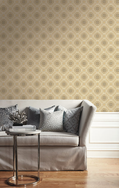 product image for Small Floral Tile Wallpaper from the Caspia Collection by Wallquest 58