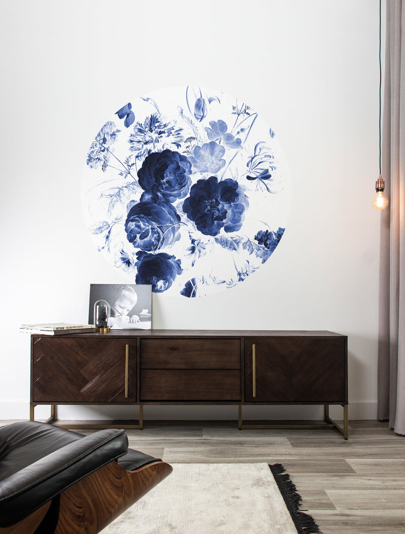 media image for Small Wallpaper Circle in Royal Blue Flowers 001 by KEK Amsterdam 295