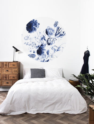 product image for Small Wallpaper Circle in Royal Blue Flowers 002 by KEK Amsterdam 0