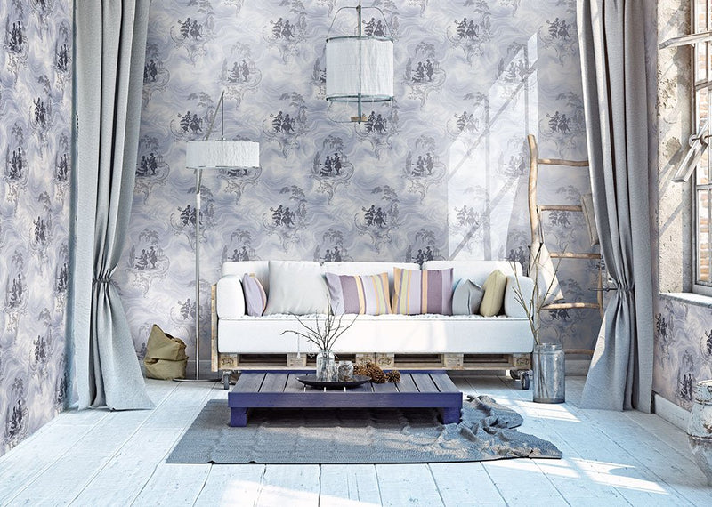 media image for Smoke Date Wallpaper in Blueberry from the Sanctuary Collection by Mayflower Wallpaper 286