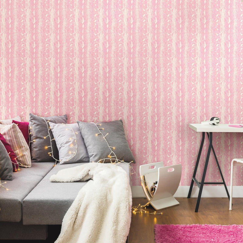 media image for Snake Skin Peel & Stick Wallpaper in Pink and White by RoomMates for York Wallcoverings 284