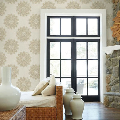 product image of Sol Medallion Wallpaper in Light Brown from the Celadon Collection by Brewster Home Fashions 542