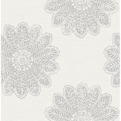 product image of Sol Medallion Wallpaper in Light Grey from the Celadon Collection by Brewster Home Fashions 511