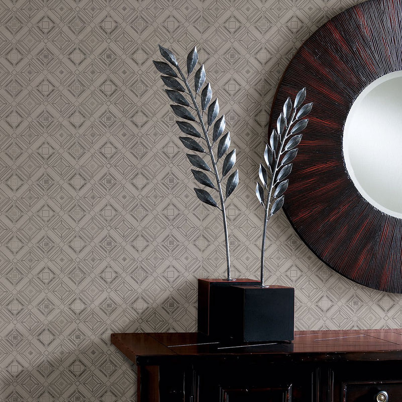 media image for Sonic Geometric Wallpaper in Light Grey from the Polished Collection by Brewster Home Fashions 299