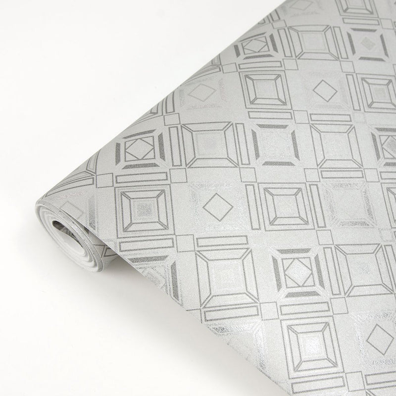 media image for Sonic Geometric Wallpaper in Light Grey from the Polished Collection by Brewster Home Fashions 289