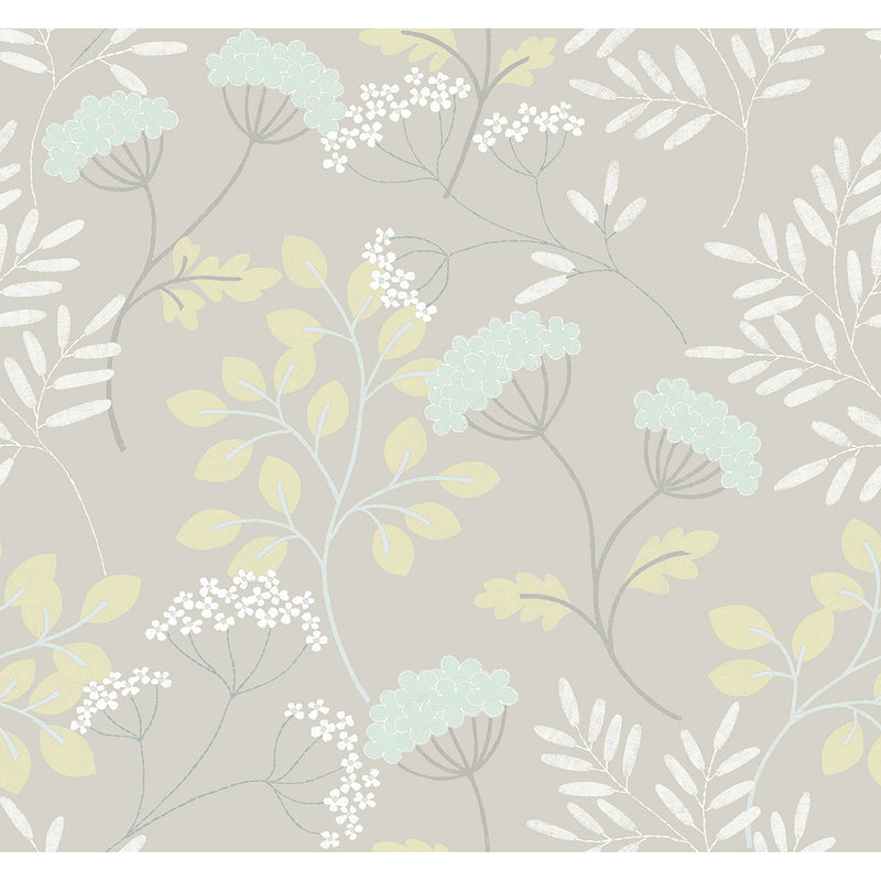 media image for Sorrel Light Grey Botanical Wallpaper from the Scott Living II Collection by Brewster Home Fashions 269