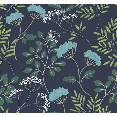 product image of Sorrel Navy Botanical Wallpaper from the Scott Living II Collection by Brewster Home Fashions 575