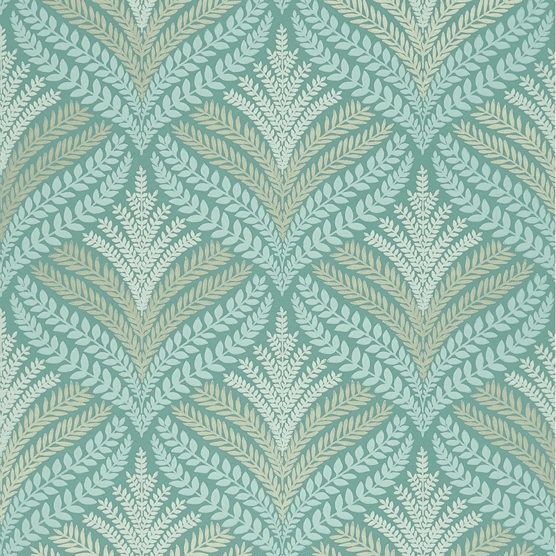 media image for Sotherton Wallpaper in Aqua and Gilver from the Mansfield Park Collection by Osborne & Little 22