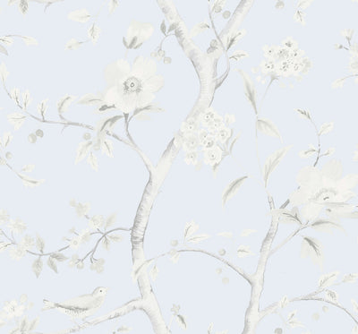 product image of Southport Floral Trail Wallpaper in Blue Frost and Cove Grey from the Luxe Retreat Collection by Seabrook Wallcoverings 580