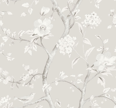 product image of Southport Floral Trail Wallpaper in Metallic Silver and Fog from the Luxe Retreat Collection by Seabrook Wallcoverings 550