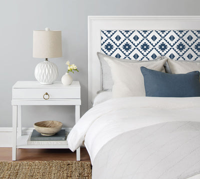 product image for Southwest Tile Peel-and-Stick Wallpaper in Navy and White by NextWall 13
