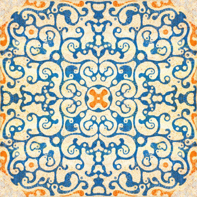 media image for Spanish Tile Wallpaper in Blue and Orange from the Eclectic Collection by Mind the Gap 25