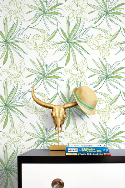 product image for Spider Plants Peel-and-Stick Wallpaper in Green by NextWall 0