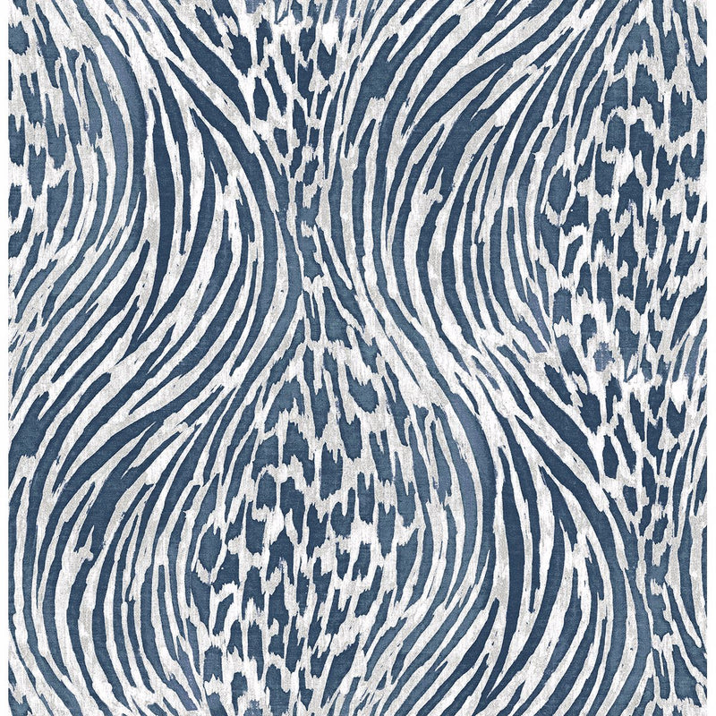 media image for Splendid Animal Print Wallpaper in Blue from the Moonlight Collection by Brewster Home Fashions 289