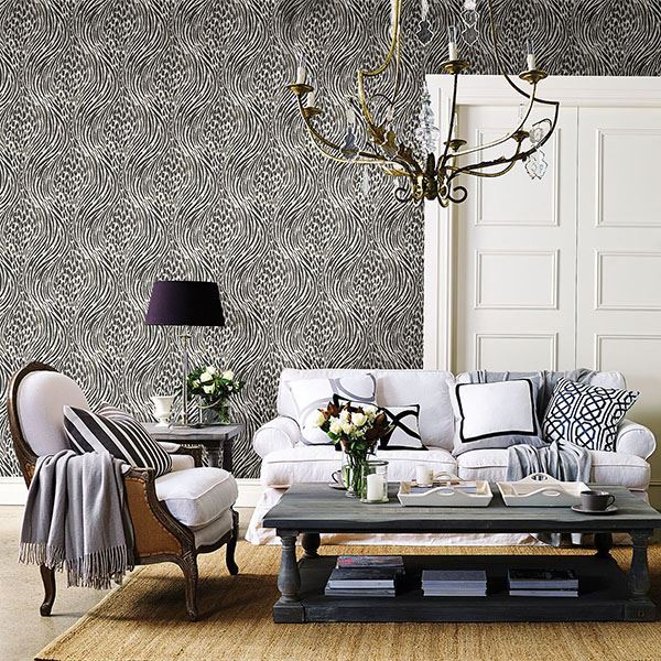 media image for Splendid Animal Print Wallpaper in Platinum from the Moonlight Collection by Brewster Home Fashions 262