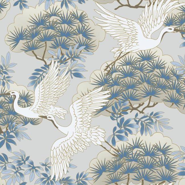 media image for Sprig & Heron Wallpaper in Light Blue from the Tea Garden Collection by Ronald Redding for York Wallcoverings 278