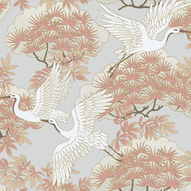 media image for Sprig & Heron Wallpaper in Orange from the Tea Garden Collection by Ronald Redding for York Wallcoverings 272