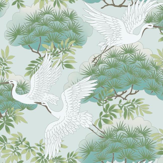 media image for Sprig & Heron Wallpaper in Teal from the Tea Garden Collection by Ronald Redding for York Wallcoverings 276