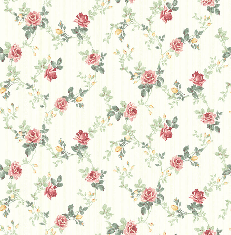 media image for sample spring trail wallpaper in classic rose from the spring garden collection by wallquest 1 290