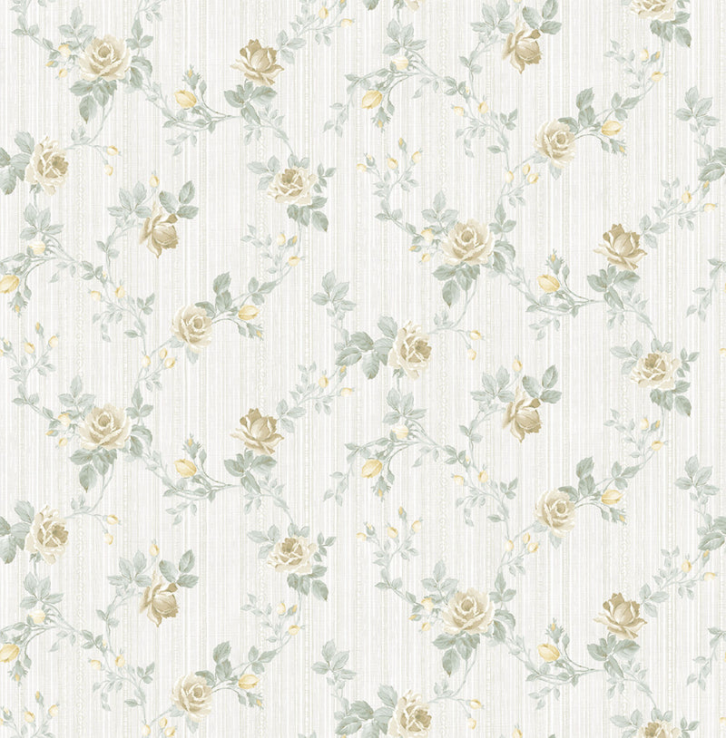 media image for sample spring trail wallpaper in golden grey from the spring garden collection by wallquest 1 283
