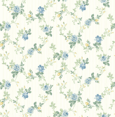 product image of Spring Trail Wallpaper in True Blue from the Spring Garden Collection by Wallquest 540
