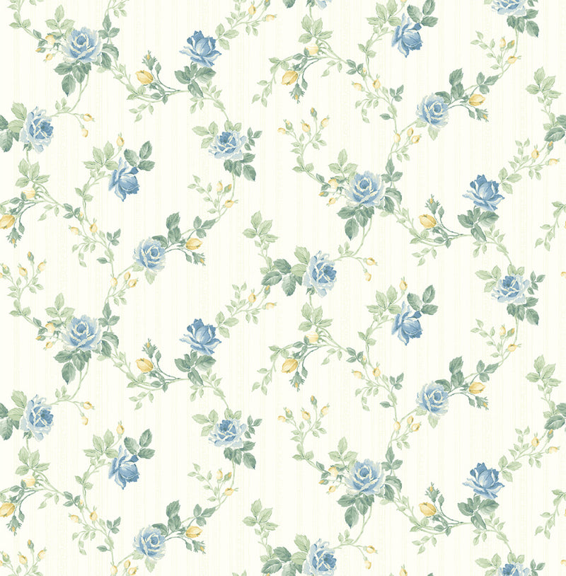 media image for Spring Trail Wallpaper in True Blue from the Spring Garden Collection by Wallquest 267