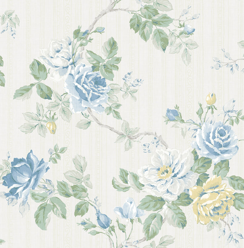 media image for Springtime Trail Wallpaper in True Blue from the Spring Garden Collection by Wallquest 222