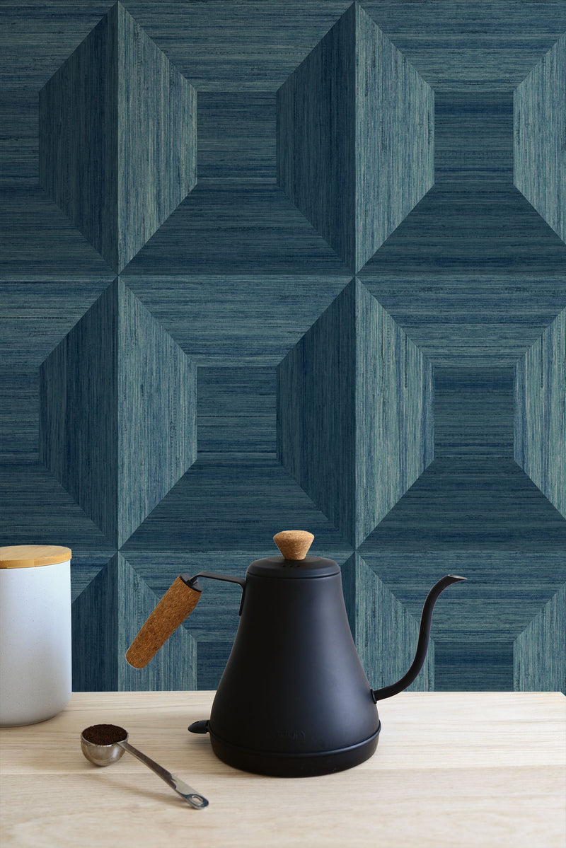 media image for Squared Away Geometric Wallpaper in Blue from the More Textures Collection by Seabrook Wallcoverings 234