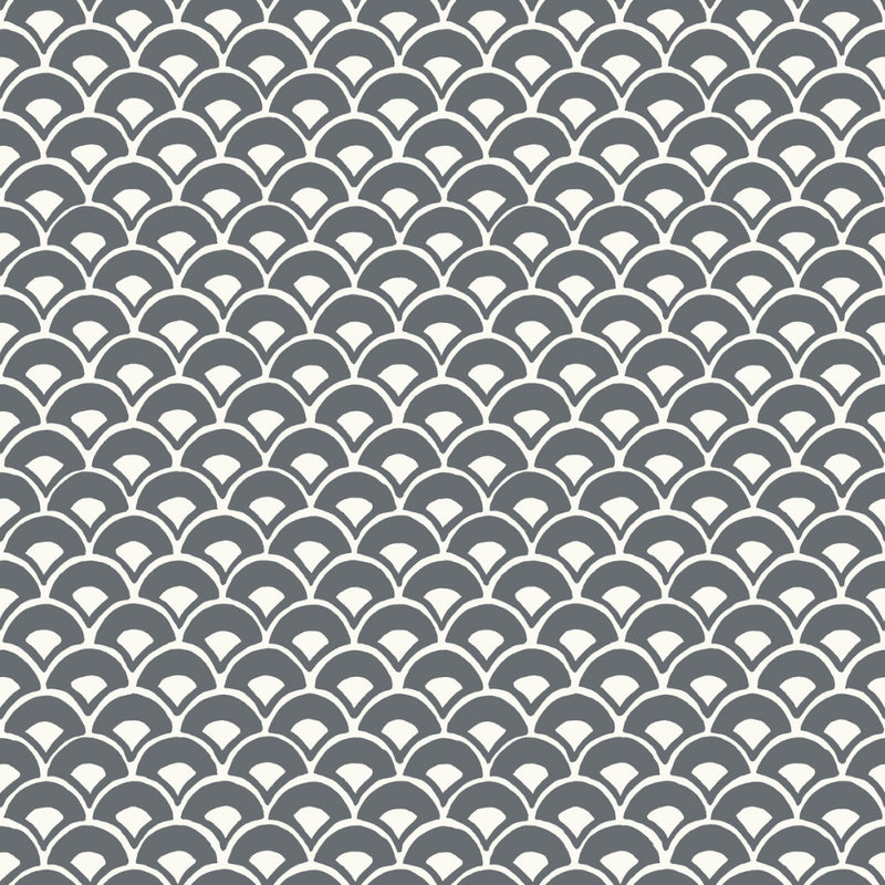media image for sample stacked scallops wallpaper in grey blue from the magnolia home vol 3 collection by joanna gaines 1 289