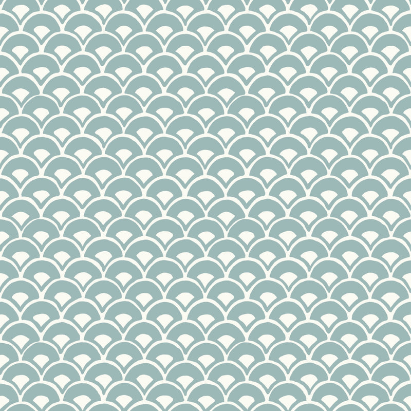 media image for Stacked Scallops Wallpaper in Soft Blue from the Magnolia Home Vol. 3 Collection by Joanna Gaines 271