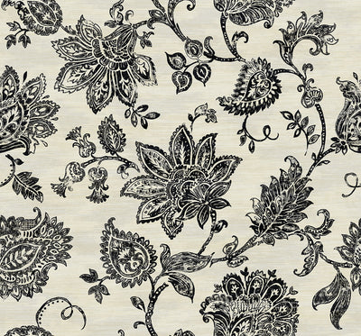 product image of sample stamped jacobean wallpaper in onyx from the nouveau collection by wallquest 1 517