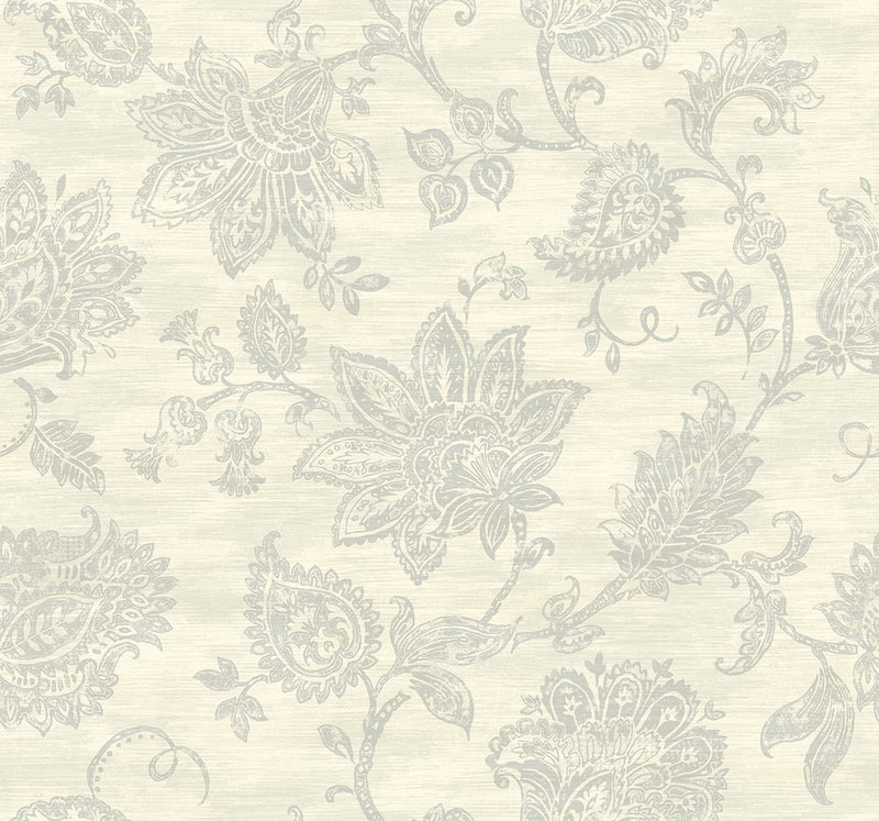 media image for Stamped Jacobean Wallpaper in Oyster from the Nouveau Collection by Wallquest 221