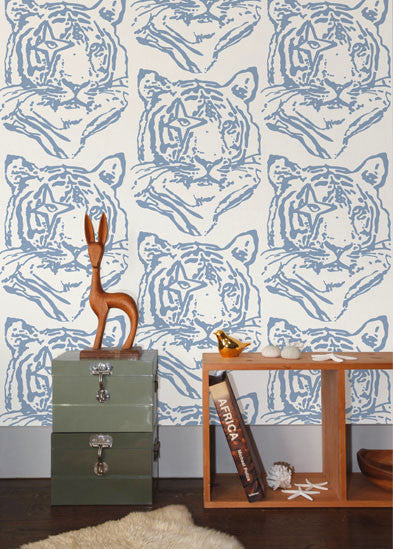product image for Star Tiger Wallpaper in Denim design by Aimee Wilder 2