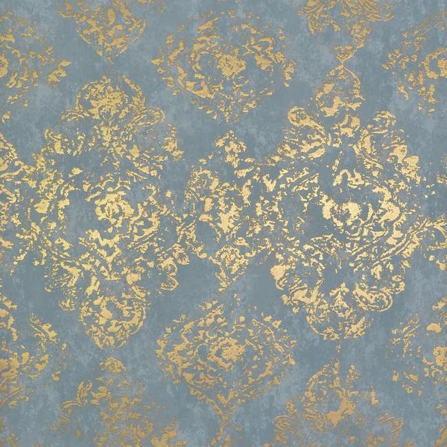 media image for sample stargazer wallpaper in blue and gold by antonina vella for york wallcoverings 1 245