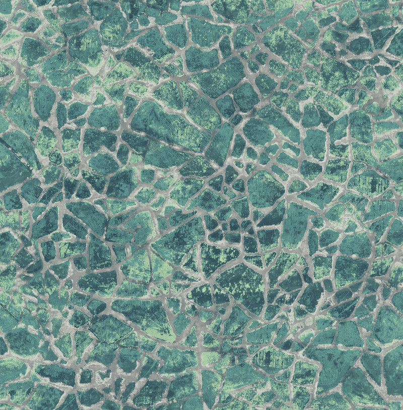 media image for Starkweather Wallpaper in Green and Grey from the Metalworks Collection by Seabrook Wallcoverings 297