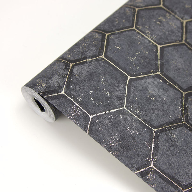 media image for Starling Honeycomb Wallpaper in Charcoal from the Polished Collection by Brewster Home Fashions 28
