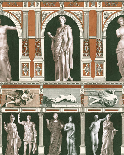 product image of sample statues antique wallpaper in orange from the wallpaper compendium collection by mind the gap 1 519