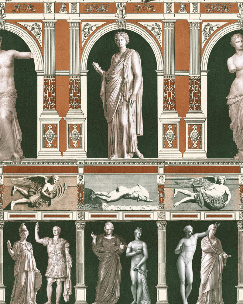 media image for sample statues antique wallpaper in orange from the wallpaper compendium collection by mind the gap 1 215