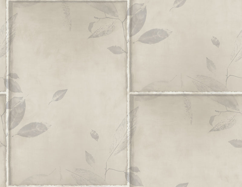 media image for Steel Leaves Wallpaper in Silver, Cream, and Grey from the Aerial Collection by Mayflower Wallpaper 281