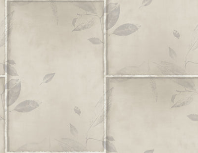 product image of sample steel leaves wallpaper in silver cream and grey from the aerial collection by mayflower wallpaper 1 554