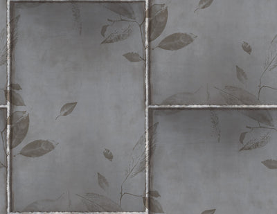 product image of sample steel leaves wallpaper in silver gunmetal and bronze from the aerial collection by mayflower wallpaper 1 590
