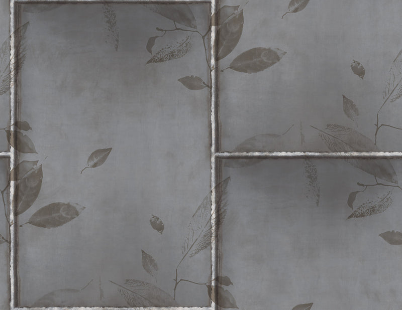 media image for Steel Leaves Wallpaper in Silver, Gunmetal, and Bronze from the Aerial Collection by Mayflower Wallpaper 286