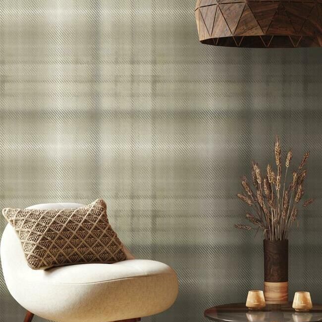 media image for Sterling Plaid Wallpaper in Beige from the Traveler Collection by Ronald Redding 253