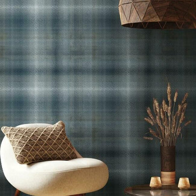 product image for Sterling Plaid Wallpaper in Blue from the Traveler Collection by Ronald Redding 48
