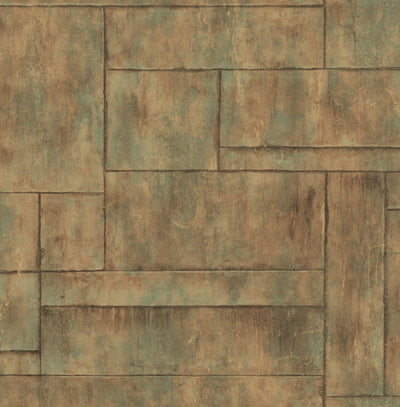product image of sample stirling wallpaper in green and copper from the metalworks collection by seabrook wallcoverings 1 551