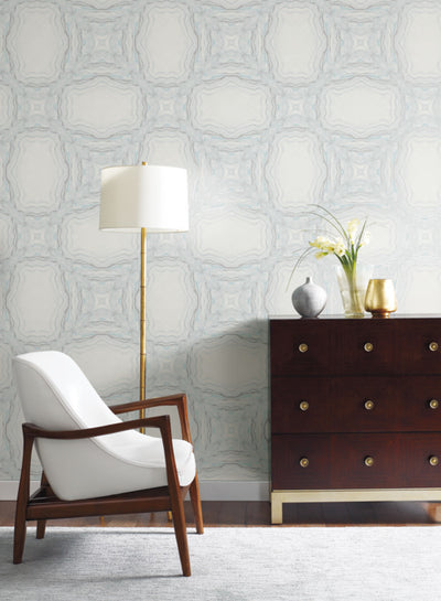 product image of Stone Kaleidoscope Wallpaper in Blue from the Natural Opalescence Collection by Antonina Vella for York Wallcoverings 558