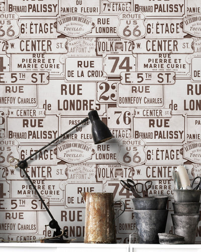 product image for Street Signs Wallpaper in Brown from the Eclectic Collection by Mind the Gap 89