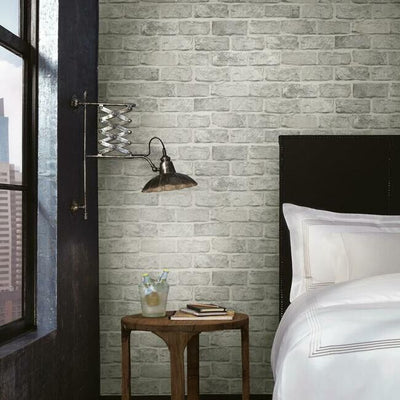 product image for Stretcher Brick Peel & Stick Wallpaper in Grey Beige from the Stonecraft Collection by York Wallcoverings 85